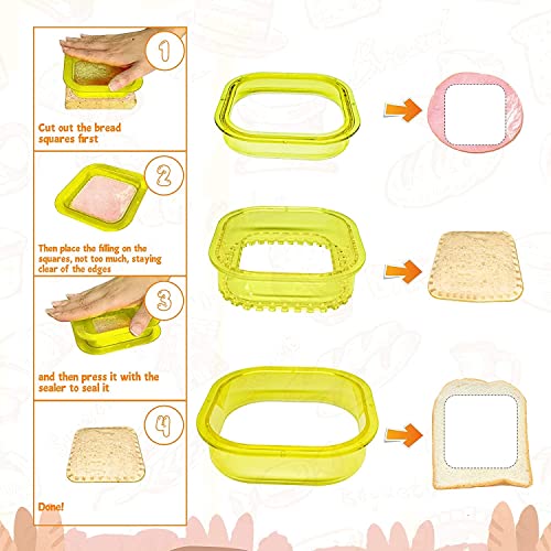 IFAMILY Uncrustables Cutter and Sealer Remove Bread Crust Make DIY Sandwiches for Kids, Square