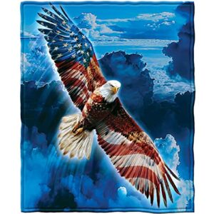 dawhud direct american eagle fleece blanket for bed, 75" x 90" queen size eagle fleece throw blanket for men, women and kids - super soft plush eagle blanket throw print blanket for eagle lovers