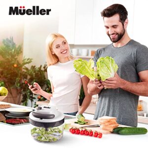 Mueller Strongest-and-Heaviest Duty 2 Speed Pull Chopper Vegetable Cutter for Nuts, Garlic and More, Manual Food Processor - Vegetable Slicer and Dicer, 40.5oz No BPA Bowl