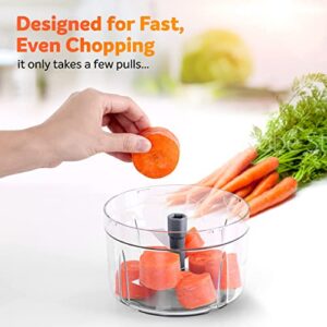 Mueller Strongest-and-Heaviest Duty 2 Speed Pull Chopper Vegetable Cutter for Nuts, Garlic and More, Manual Food Processor - Vegetable Slicer and Dicer, 40.5oz No BPA Bowl