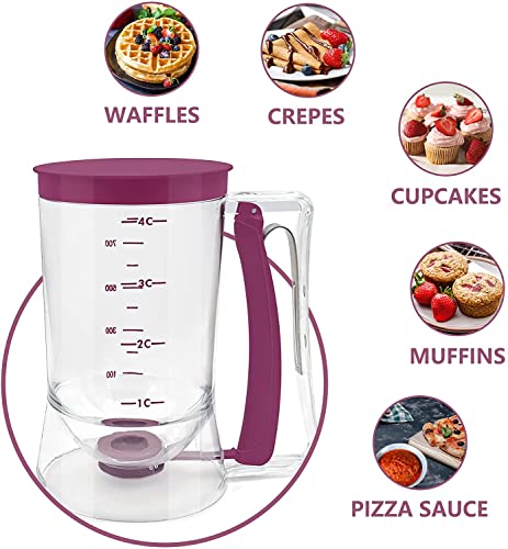 Toparad Pancake Cupcake Batter Dispenser, Bakeware Maker with Measuring Label, Perfect Baking Tool for Cupcakes, Waffles, Muffin Mix, Cake or Any Baked Goods