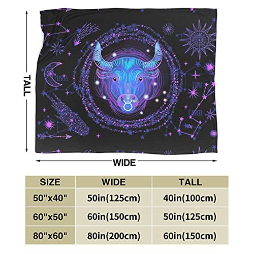 Taurus Throw Blanket Flannel Constellations Blanket Warm & Soft 12 Horoscope Astrology Throw Blankets Constellation Theme Home Décor 50"X40"