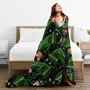 Gaseekry Blanket Frogs Butterfly Flowers Fleece Flannel Throw Blankets for Couch Bed Sofa Car,Cozy Soft Blanket Throw Queen King Full Size for Kids Women Adults 80X60, Black