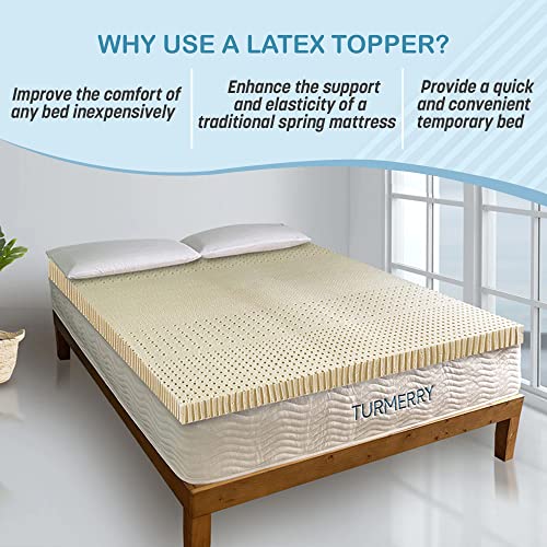 Latex Mattress Topper - Natural Latex with 5 Zones - No Cover (King / 2 inch/Soft)