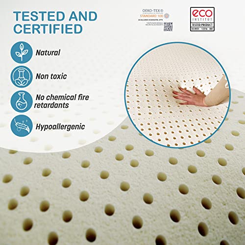 Latex Mattress Topper - Natural Latex with 5 Zones - No Cover (King / 2 inch/Soft)