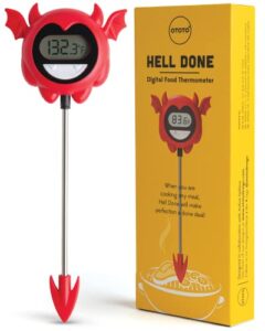 hell done meat thermometer digital by ototo - food thermometer for cooking thermometer for meat, digital thermometer, cooking gifts, cooking gadgets, cool kitchen gadgets