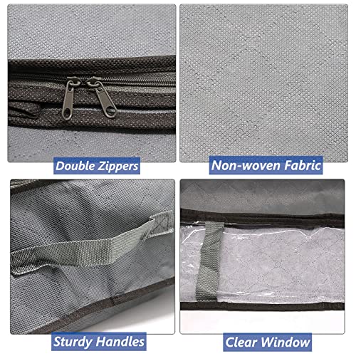 YuGtcen Underbed Storage, 3 Pcs Under Bed Storage Containers Foldable Zippered Clothing Storage Bag for Bedroom Organization, Blanket Storage Bins for Comforter, Sweaters, Clothes, etc (Grey)