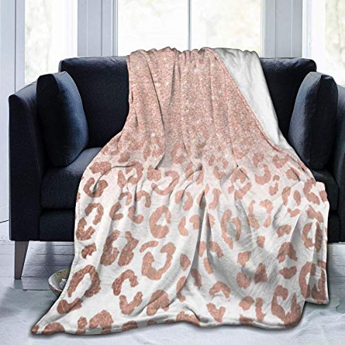 Blanket Rose Gold Glitter Ombre Leopard Pattern Velvet Blanket Cozy Polyester Bed Blanket Quilt Skin-friendly Fleece Blanket Washable Throw Blanket Carpet For Home Fall Winter Spring 60"x50