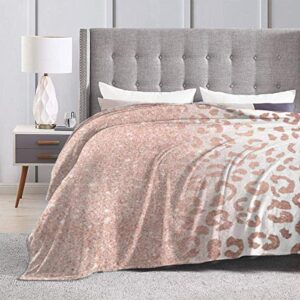 Blanket Rose Gold Glitter Ombre Leopard Pattern Velvet Blanket Cozy Polyester Bed Blanket Quilt Skin-friendly Fleece Blanket Washable Throw Blanket Carpet For Home Fall Winter Spring 60"x50