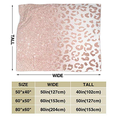 Blanket Rose Gold Glitter Ombre Leopard Pattern Velvet Blanket Cozy Polyester Bed Blanket Quilt Skin-friendly Fleece Blanket Washable Throw Blanket Carpet For Home Fall Winter Spring 60"x50