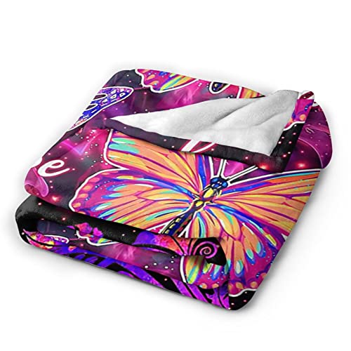 Butterfly Blanket Colorful Butterfly Fleece Throw Blanket Super Soft Cozy Warm Plush Blanket Gifts for Kids Women 40"X50"