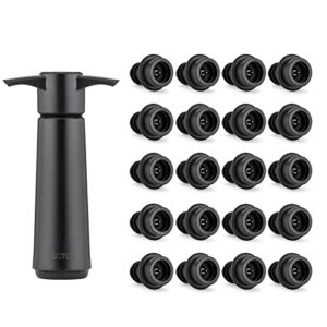 wotor wine saver pump with 20 vacuum stoppers, wine stopper, wine preserver, reusable bottle sealer keeps wine fresh (wine pump + 20 stoppers)