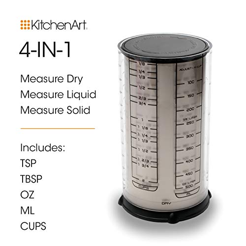 KitchenArt Professional Series 2 Cup Adjust-A-Cup, Champagne Satin, Adjustable, 1/8 to 2-Cup White