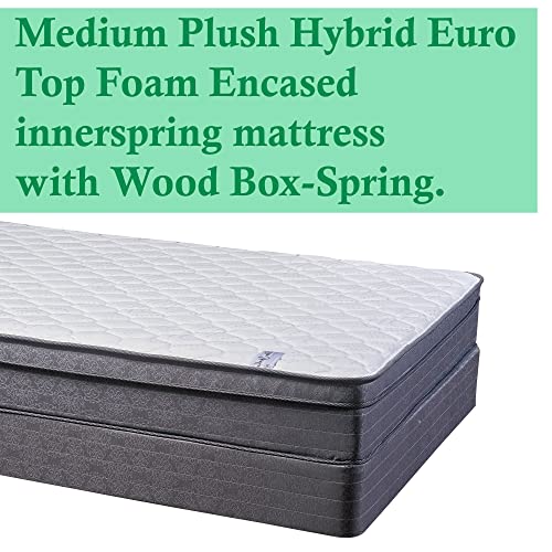 Nutan10-Inch Medium Plush Hybrid Euro Top Foam Encased/Improves Sleep by Reducing Back Pain Innerspring Mattress and 8" Wood Box Spring/Foundation Set Queen