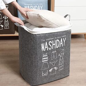 Futchoy Clothes Organizers Storage Bag,With Reinforced Handle,Under Bed Storage Bags,Sweater Clothes Storage Containers,Gray