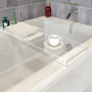 GANFANREN Bathtub Storage Rack Bath Tray Transparent Shelf Tub Multi-Function Bathroom Tools Towel Storage Shelf