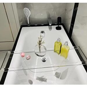 GANFANREN Bathtub Storage Rack Bath Tray Transparent Shelf Tub Multi-Function Bathroom Tools Towel Storage Shelf