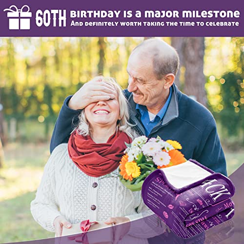 Happy 60th Birthday Gifts for Women Men Blanket 1963 60th Birthday Anniversary Weeding Decorations Turning 60 Year Old Bday Gift Idea for Wife Husband Mom Dad Back in 1963 Throw Blanket 60Lx50W Inches