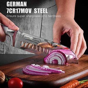 Topfeel Professional Chef Knife Set German Carbon Stainless Steel Kitchen Knives, 3PCS Ultra Sharp Japanese White Knives Set for Kitchen with Ergonomic Handle for Home or Restaurant…