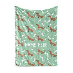 Personalized Custom Dachshund Fleece and Sherpa Throw Blanket for Men Women Kids Babies - Dog Dogs Pet Blankets Perfect for Bedtime Bedding Gift