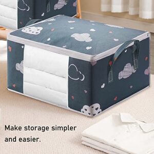 Large Capacity Storage Bag Organizer With Reinforced Handle, Foldable Storage Containers With Sturdy Zipper,For Clothing, Quilt