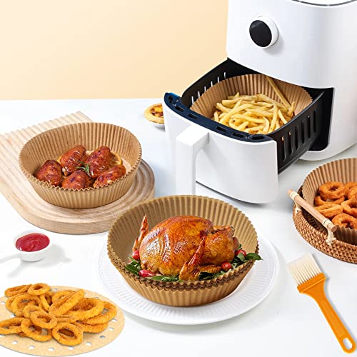 air fryer liners,air fryer liners disposable,200 pieces round air fryer baking paper oil-proof,waterproof, non-stick basket liner for baking microwave oven,air fryer use (7.8 * 6.3 * 1.8in)