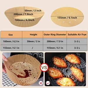air fryer liners,air fryer liners disposable,200 pieces round air fryer baking paper oil-proof,waterproof, non-stick basket liner for baking microwave oven,air fryer use (7.8 * 6.3 * 1.8in)