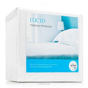 LUCID 2 Inch 5 Zone Lavender Memory Foam Mattress Topper - Queen & Protector, Queen, White