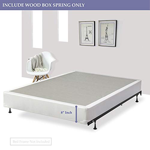 Mattress Solution Fully Assembled Wood Traditional Boxspring/Foundation For Mattress, Full, Gray And White