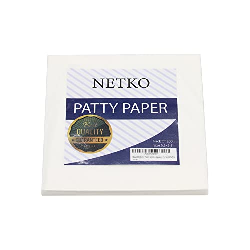 Waxed Butcher Paper Sheets | Hamburger Patty, | 200 Non-Stick Wax Paper Squares Per Set (5.5x5.5)