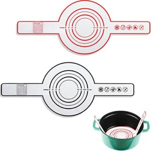 2 Pieces Silicone Baking Mat for Dutch Oven Bread Baking Non-stick Baking Mat with Long Handle 8.3 Inch Reusable Silicone Baking Sheets Heat Resistant Baking Bread Pad for Dough Pastry (Red, Black)