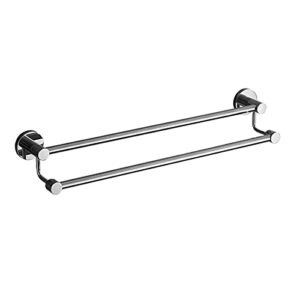 ydyfc double towel bar rail, 30cm-120cm, sus 304 stainless steel round base towel holder, brushed silver finish, wall mounted towel rack for bathroom hardware and kitchen (size : 23.6inch(60cm))