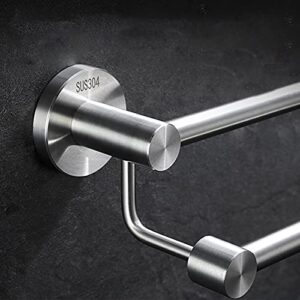 YDYFC Double Towel Bar Rail, 30CM-120CM, SUS 304 Stainless Steel Round Base Towel Holder, Brushed Silver Finish, Wall Mounted Towel Rack for Bathroom Hardware and Kitchen (Size : 23.6inch(60cm))