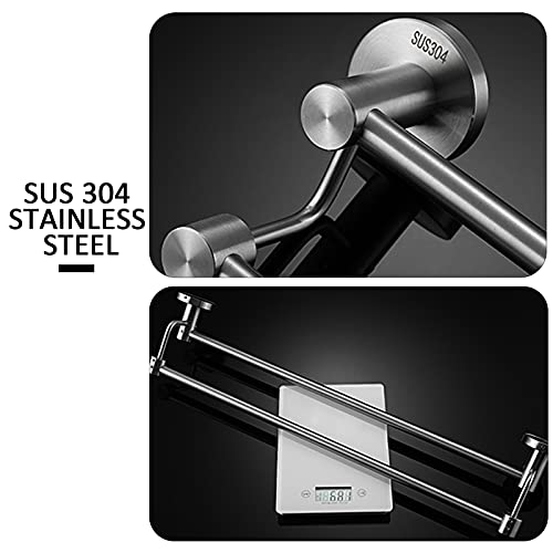 YDYFC Double Towel Bar Rail, 30CM-120CM, SUS 304 Stainless Steel Round Base Towel Holder, Brushed Silver Finish, Wall Mounted Towel Rack for Bathroom Hardware and Kitchen (Size : 23.6inch(60cm))