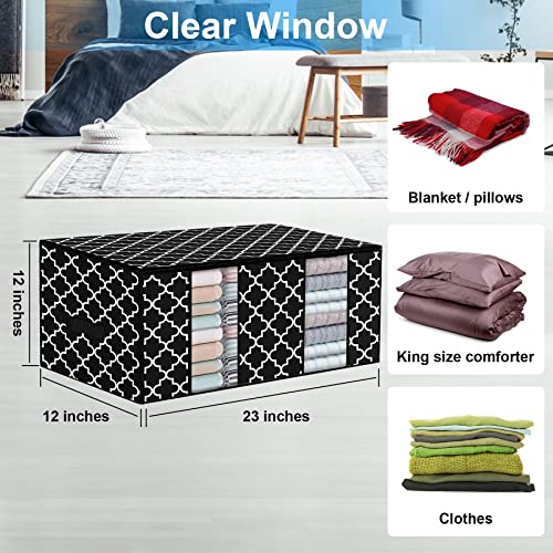 iMeistek 3 pack Under Bed Storage Large Capacity Under the Bed Storage Containers with Reinforced Handles and Clear Window Foldable Clothes Organizer for Comforters, Blankets, Bedding,Clothes,Pillows