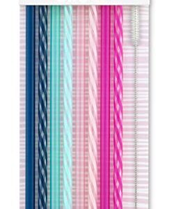 Ello Impact Reusable Hard Plastic Straws with Cleaning Brush, 8 Piece, Rosewater