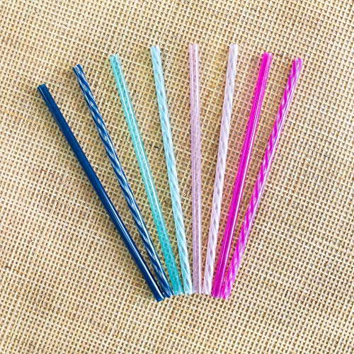Ello Impact Reusable Hard Plastic Straws with Cleaning Brush, 8 Piece, Rosewater