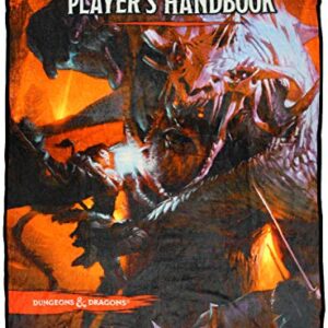 Bioworld Dungeons and Dragons D&D Player's Handbook Fifth Edition Design Plush Throw Blanket