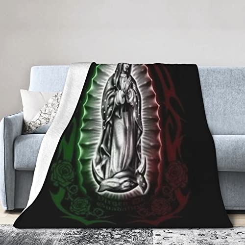 Our Lady Virgin Mary Guadalupe Mexican Flannel Fleece Throw Blankets Super Soft Cozy Warm Plush Bedding for Adults Kids Lightweight Blankets for Couch,Sofa,Bed Halloween decor-80 x60