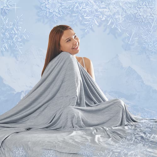 MH MYLUNE HOME Cooling Blanket for Hot Sleepers, Lightweight Thin Summer Blanket for Hot Flashes Night Sweates Sleeping,Arc-chill Cold Throw Blanket for Bed/Sofa,Queen Size, Grey