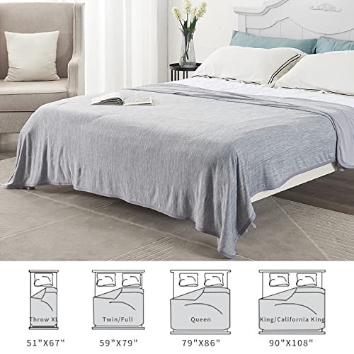 MH MYLUNE HOME Cooling Blanket for Hot Sleepers, Lightweight Thin Summer Blanket for Hot Flashes Night Sweates Sleeping,Arc-chill Cold Throw Blanket for Bed/Sofa,Queen Size, Grey