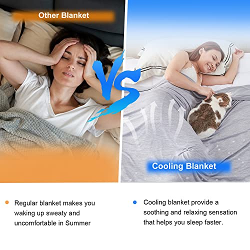 MH MYLUNE HOME Cooling Blanket for Hot Sleepers, Lightweight Thin Summer Blanket for Hot Flashes Night Sweates Sleeping,Arc-chill Cold Throw Blanket for Bed/Sofa,Queen Size, Grey