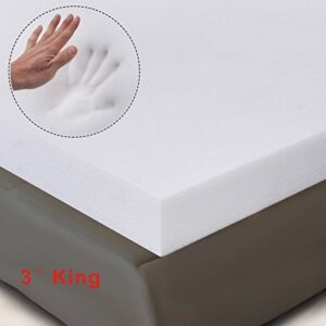 Giantex White 45D Memory Sponge Memory Foam Mattress Pad Bed Topper (King Size(80.0"X76.0"), 3" Thickness)