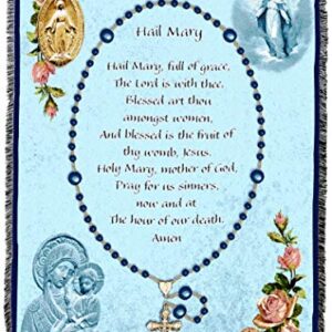 Pure Country Weavers Hail Mary Prayer with Rosary Beads Blanket - Religious Gift Tapestry Throw Woven from Cotton - Made in The USA (72x54)