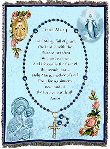 Pure Country Weavers Hail Mary Prayer with Rosary Beads Blanket - Religious Gift Tapestry Throw Woven from Cotton - Made in The USA (72x54)