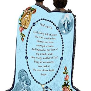 Pure Country Weavers Hail Mary Prayer with Rosary Beads Blanket - Religious Gift Tapestry Throw Woven from Cotton - Made in The USA (72x54)