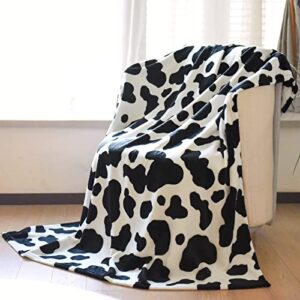 Cow Blanket, Ultra Soft Cow Print Blanket Flannel Fleece Bed Blanket for Kids Adults, Lightweight Cozy Cows Plush Blanket, Black and White Throw Blanket Gift for Sofa Couch Bed Chair Decor, 60"X50"