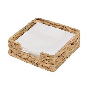 storageworks water hyacinth napkin holder, wicker baskets and serving tray for kitchen, rattan napkin holders for tables, 7 ½"l x 7 ½"w x 2 ¾"h, 1 pack