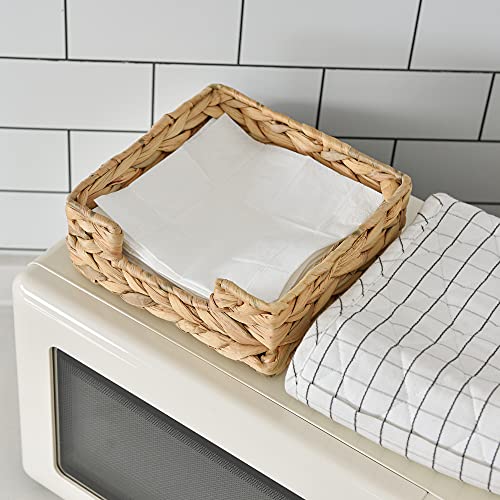 StorageWorks Water Hyacinth Napkin Holder, Wicker Baskets and Serving Tray for Kitchen, Rattan Napkin Holders for Tables, 7 ½"L x 7 ½"W x 2 ¾"H, 1 Pack