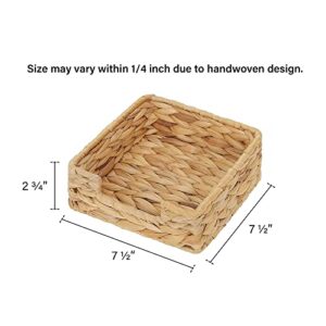 StorageWorks Water Hyacinth Napkin Holder, Wicker Baskets and Serving Tray for Kitchen, Rattan Napkin Holders for Tables, 7 ½"L x 7 ½"W x 2 ¾"H, 1 Pack